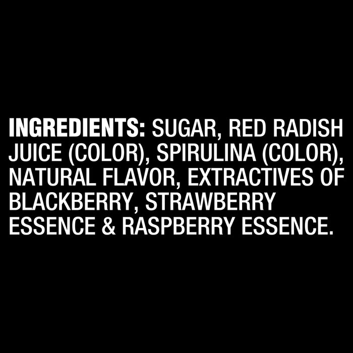 The ingredients list for Mc Mixed Berry Fin Sgr 72/6/3.15 Oz is shown, including sugar, red radish juice, spirulina, and berry essences.