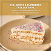 A slice of red, white, and blueberry freezer cake is shown on a plate, decorated with Mc Mixed Berry Fin Sgr 72/6/3.15 Oz for a patriotic dessert.