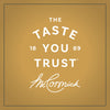 This brand graphic for Mccormick Apple Pie Finishing Sugar, 3.06 Oz, features the company's slogan, The Taste You Trust, established in 1889, above the script McCormick logo on a golden background.