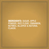 A list of ingredients for the Mccormick Apple Pie Finishing Sugar, 3.06 Oz is displayed on a golden-brown background.
