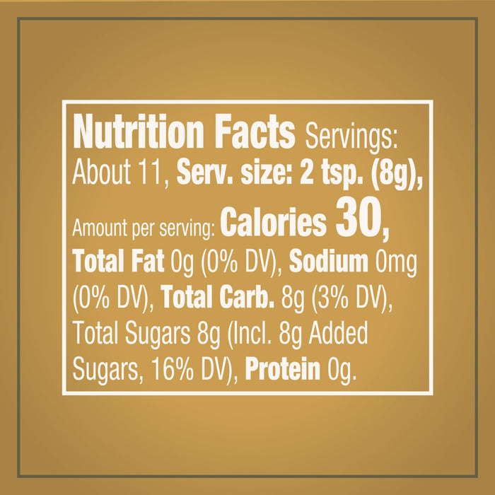 The nutrition facts label for Mccormick Apple Pie Finishing Sugar, 3.06 Oz, shows that one serving contains 30 calories.