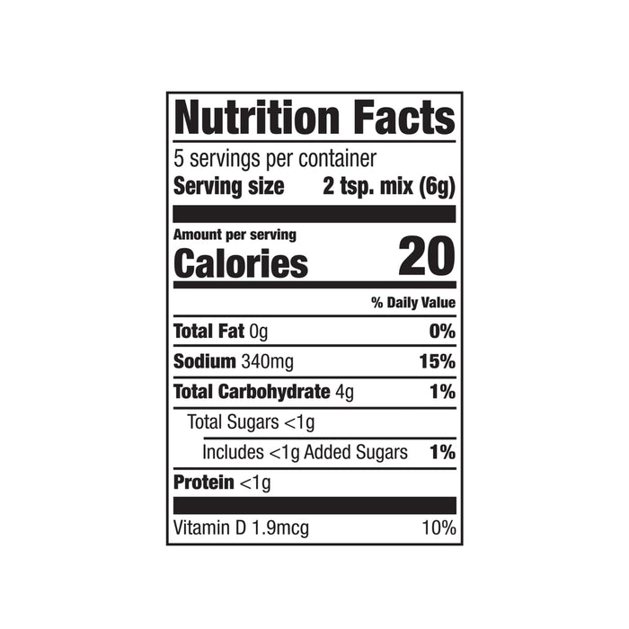 A nutrition facts label for Mc Thai Gn Curry Mix showing 20 calories and 340 milligrams of sodium per serving.