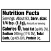 The nutrition facts label for a Mccormick, 3.62 Oz product, indicating that a 1.1g serving contains 0 calories, 260mg of sodium, and 0g of total fat.