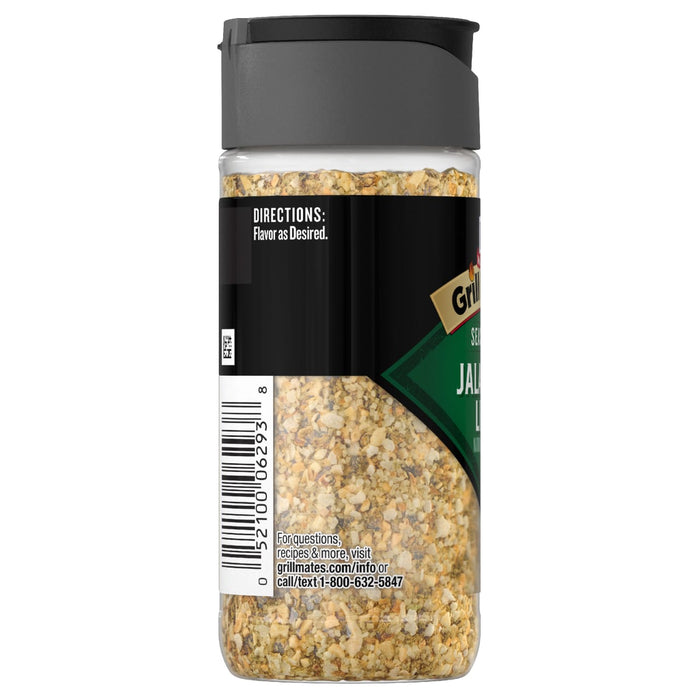 This image displays the back of a bottle of Mccormick, 2.62 Oz Grill Mates Jalapeño Lime Seasoning, highlighting the directions, barcode, and customer service information.