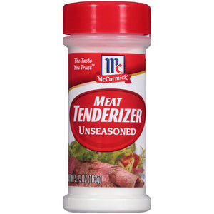 ['A container of McCormick Meat Tenderizer Unseasoned.']