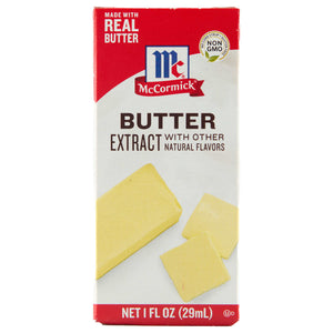 ['A box of McCormick Butter Extract with other natural flavors.']
