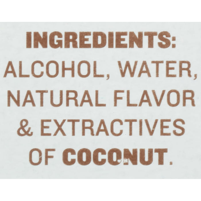 ['Ingredients for the product are alcohol, water, natural flavor and extractives of coconut.']