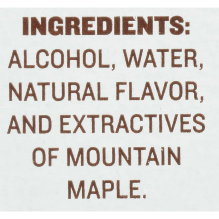 ['The ingredients for this product are alcohol, water, natural flavor, and extractives of mountain maple.']