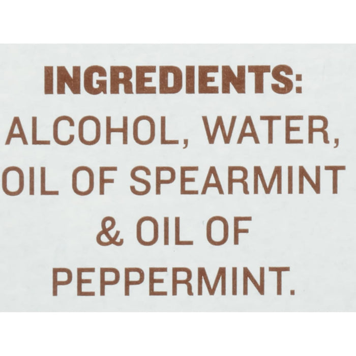 ['The ingredients for this product are alcohol, water, oil of spearmint and oil of peppermint.']