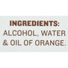 ['Ingredients for the product are alcohol, water and oil of orange.']