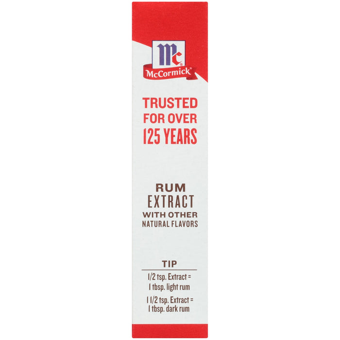 ['McCormick Rum Extract with other natural flavors bottle label.']