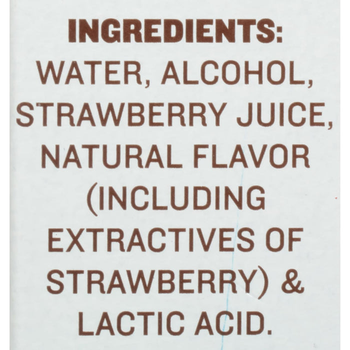['A list of ingredients for a strawberry flavored alcoholic beverage.']