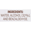 The ingredients for this product are water alcohol (32%) and benzaldehyde.