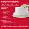 This image shows a recipe for The Perfect White Cake by McCormick including ingredients for the cake and frosting.
