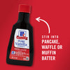 A bottle of McCormick Pure Vanilla Extract with instructions to stir it into pancake waffle or muffin batter.