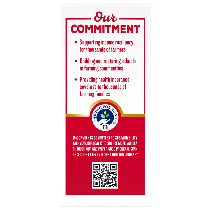 McCormicks commitment to sustainability is shown with a QR code to learn more about their Grown for Good program.
