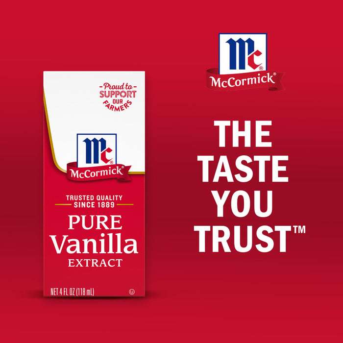 A package of McCormick Pure Vanilla Extract is displayed next to the McCormick logo and the tagline The Taste You Trust.