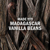 The image showcases Madagascar vanilla beans emphasizing their use in the product.