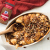 A delicious apple dessert with pecans and McCormick Cinnamon.