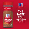 A bottle of McCormick Ground Cinnamon is displayed, emphasizing the brand's trusted taste.