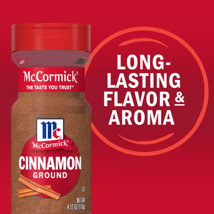 McCormick Ground Cinnamon is advertised as having long-lasting flavor and aroma.