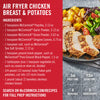 A recipe for McCormick Air Fryer Chicken Breast &amp; Potatoes with ingredients prep time cook time servings and ingredients listed.