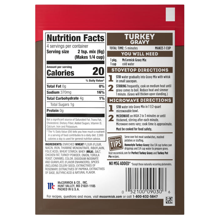 McCormick® Turkey Gravy Seasoning Mix, 0.87 oz (6-Pack)