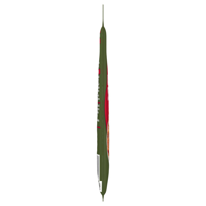 A side view of a Mccormick Mushroom Spaghetti Sauce Mix Envelope 1.5 Oz showing the slim profile of the green and red packaging.