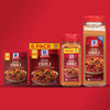['McCormick Original Chili seasoning mix is shown in a variety of sizes.']