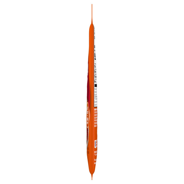 A side view of a Mccormick Regular Enchilada Sauce Mix Envelope 1.5 Oz showing the slim profile of the orange and white packaging.