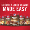 ['McCormick gravy mix packets in different flavors, including chicken, pork, au jus, brown, and turkey.']
