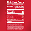 ['Nutrition facts label for a product with 5 calories per serving.']