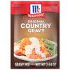 ['McCormick Original Country Gravy mix package with a photo of fried chicken and green beans covered in gravy.']