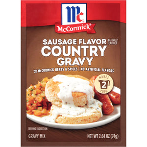 ['A box of McCormick Sausage Flavor Country Gravy Mix.']