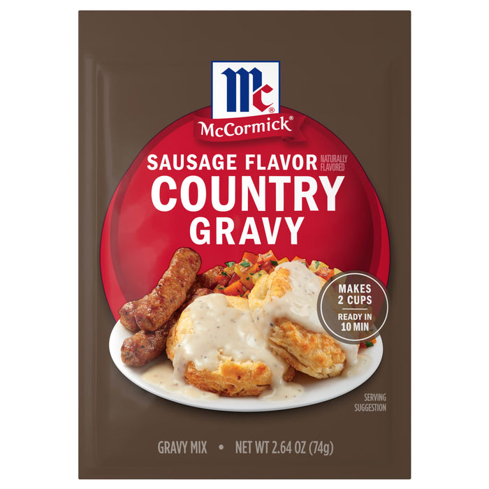 A package of McCormick Sausage Flavor Country Gravy Mix.