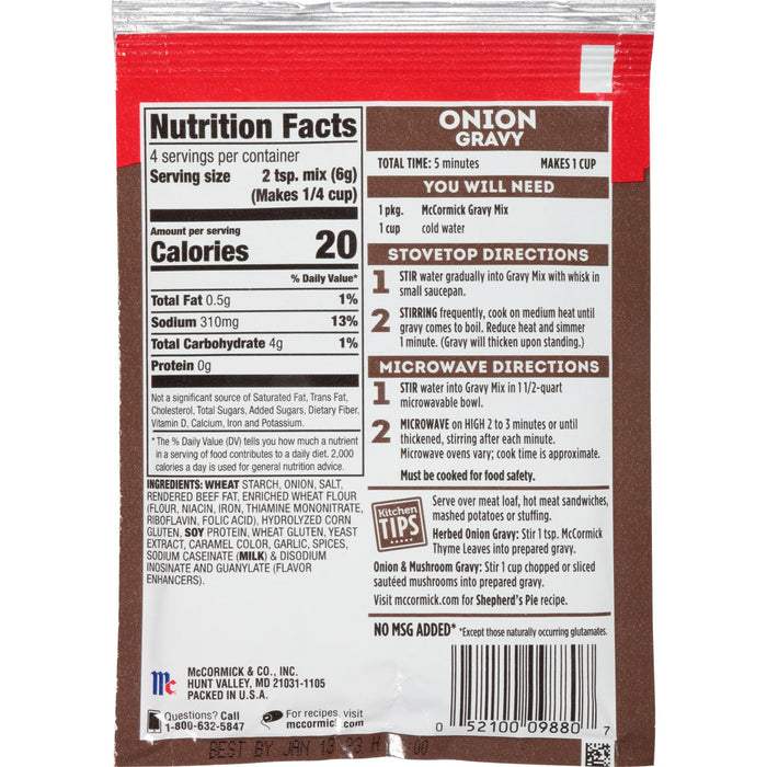 McCormick® Onion Gravy Seasoning Mix, 0.87 oz (6-Pack)