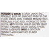 A list of ingredients for a product including wheat starch onion salt rendered beef fat enriched wheat flour and more.