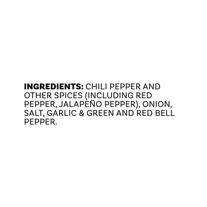 A list of ingredients for Mccormick Tex Mex Chili Seasoning Mix 1.25 Oz includes chili pepper and other spices such as red pepper and jalapeño pepper along with onion salt garlic and bell peppers.