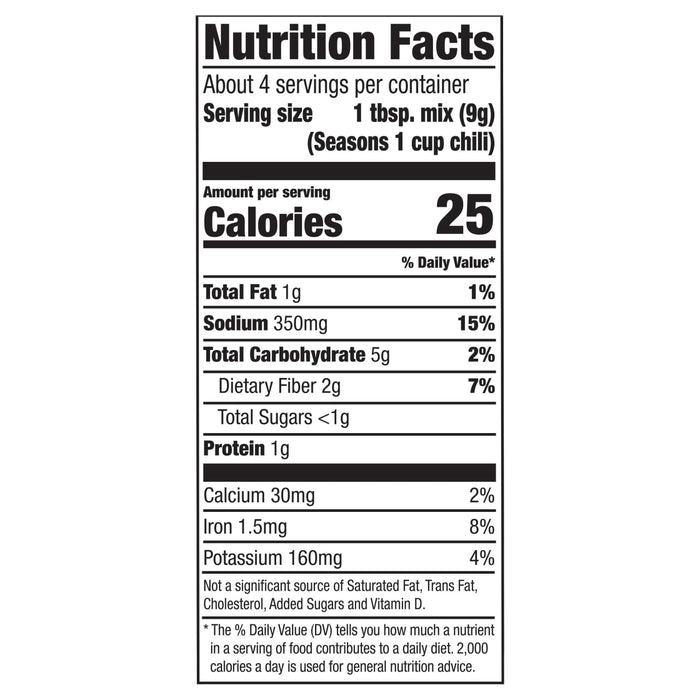 Nutrition facts label showing the nutritional information for a food product, including calories, fat, sodium, carbohydrates, protein, and micronutrients.