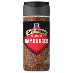 ['A bottle of McCormick Grill Mates Hamburger Seasoning.']