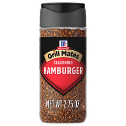 A bottle of McCormick Grill Mates Hamburger Seasoning.