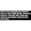 A list of ingredients for a seasoning blend including spices garlic onion and mesquite smoke.