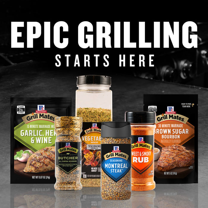 Epic Grilling Starts Here featuring a variety of McCormick spices and seasonings.