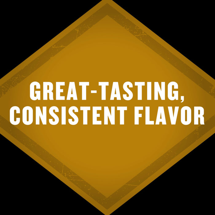 A golden diamond shape with the text Great-Tasting, Consistent Flavor.