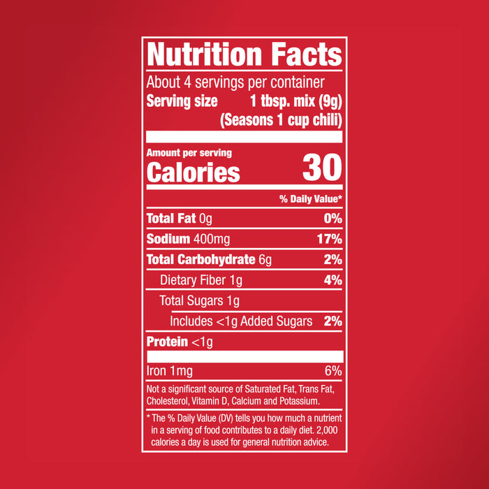 McCormick® Mild Chili Seasoning Mix, 1.25 oz (6-Pack)