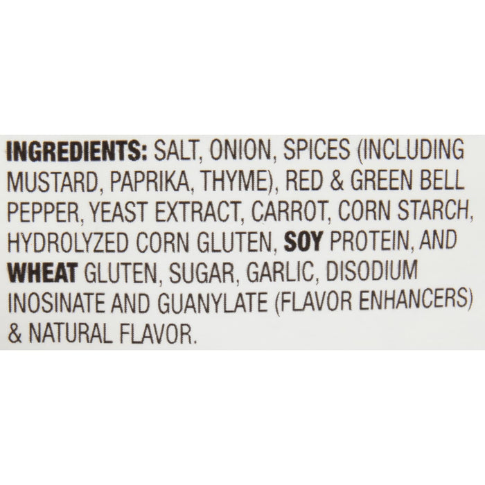 ['A list of ingredients for a product, including salt, onion, spices, and natural flavor.']