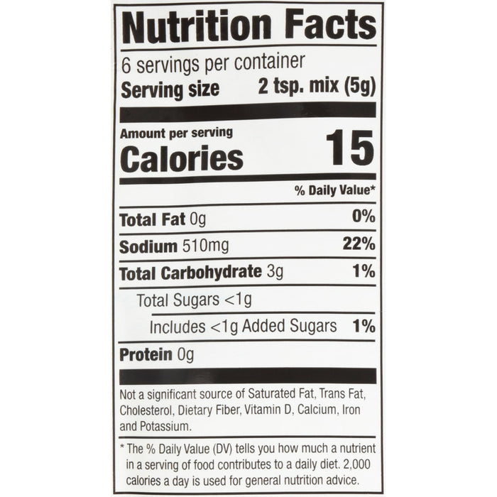 ['Nutrition facts label for a product with 15 calories per serving.']