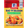 ["McCormick Bag'N Season Original Chicken seasoning mix package with a picture of chicken and vegetables."]
