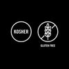 The image displays two icons indicating the product is Kosher and Gluten-Free.