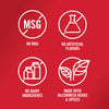 A red background with four white circles containing icons and text about McCormick products.